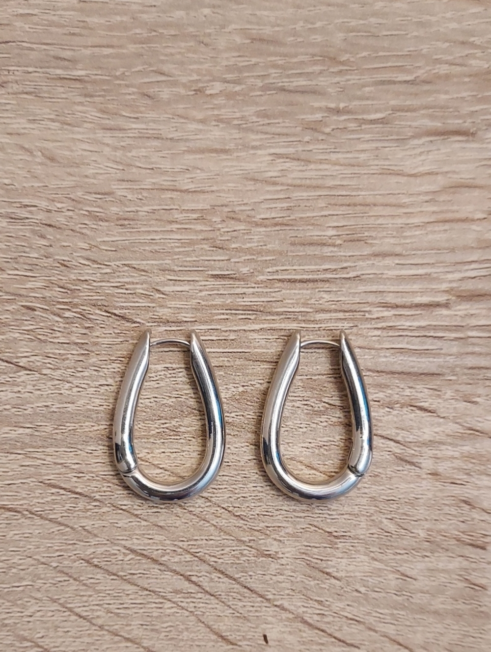 Classic Silvertone Teardrop Hoop Earrings for Women